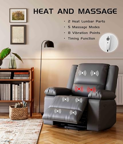 Power Lift Recliner Chair with Heat and Massage, Faux PU Electric Lift Recliner R873