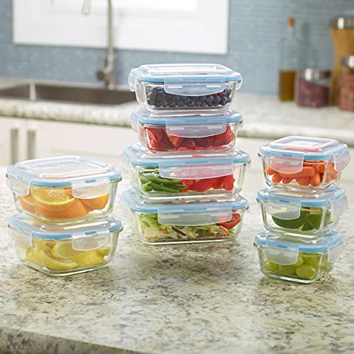 9 Pack Glass Food Storage Containers with Lids Z511771