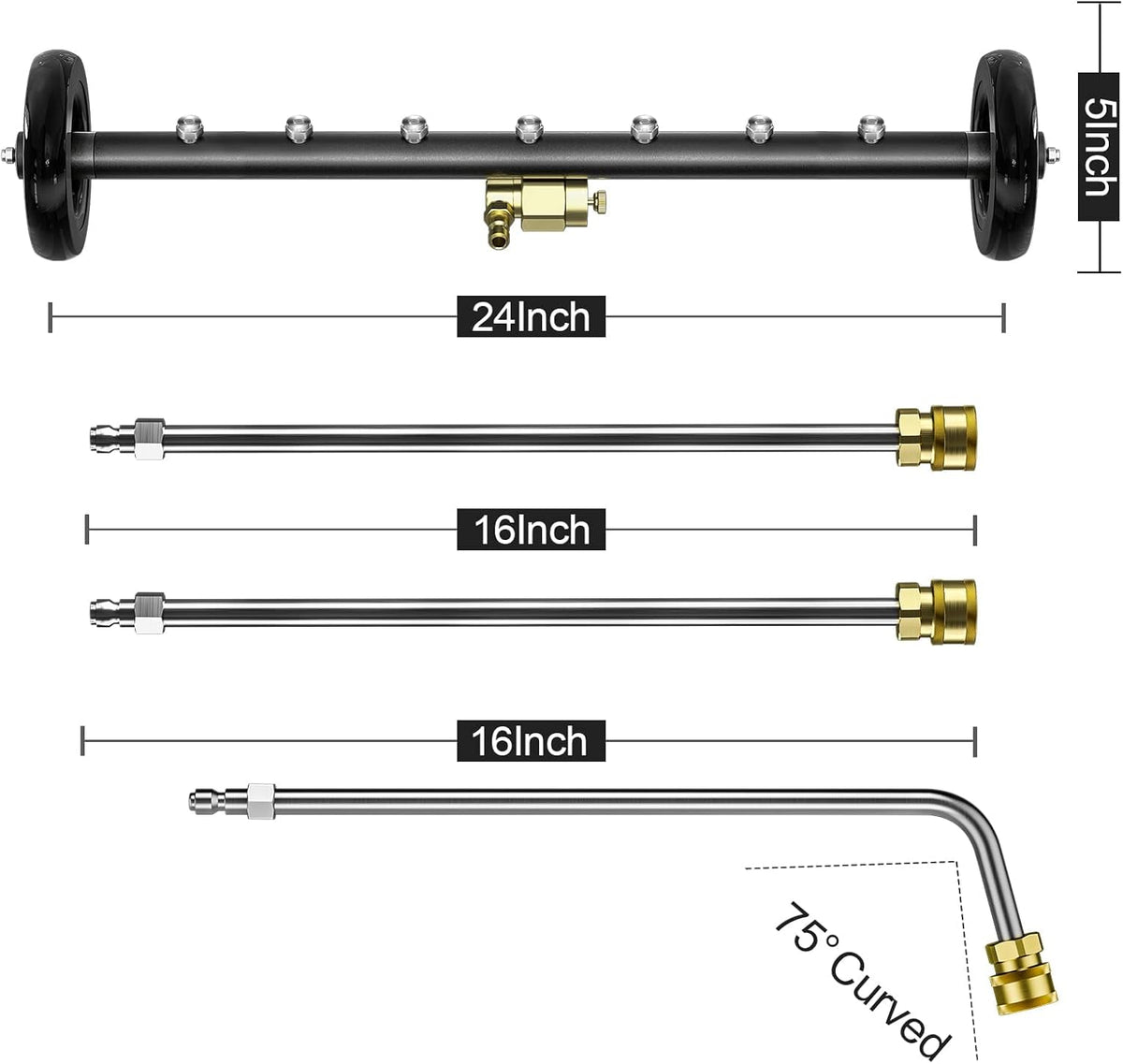 24 Inch Pressure Washer Water Broom with 3 Extension Wand B44175