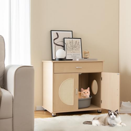 Natural Cat Litter Box Enclosure with Storage Shelf X307