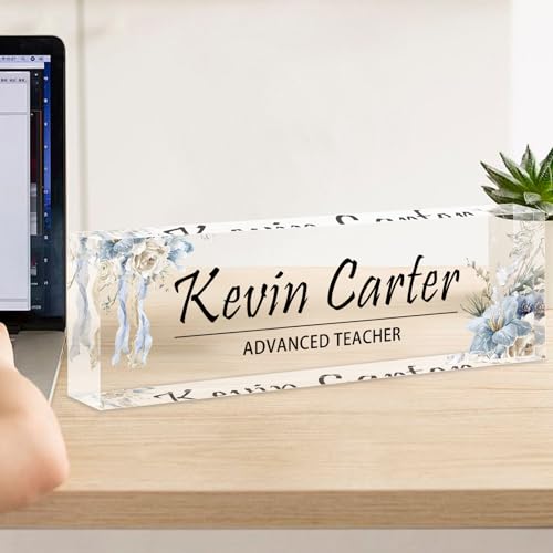 Acrylic Desk Name Plate (Purple Gold Marble) E356