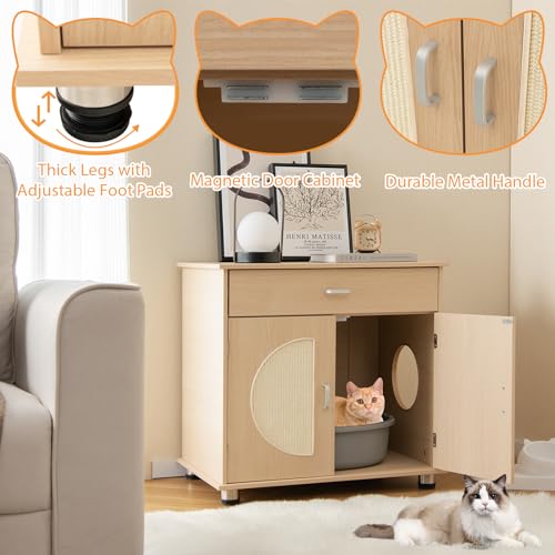 Natural Cat Litter Box Enclosure with Storage Shelf X307
