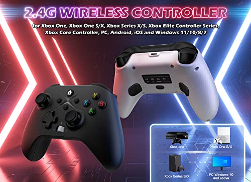 2 Pack Wireless Controller for Xbox with 2.4GHz Adapter Black+White K65327