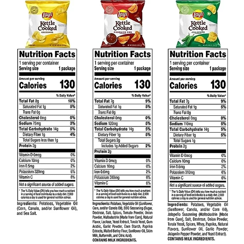 Kettle Cooked Potato Chips Variety Pack, 1 oz Bags, 40 Count P647086