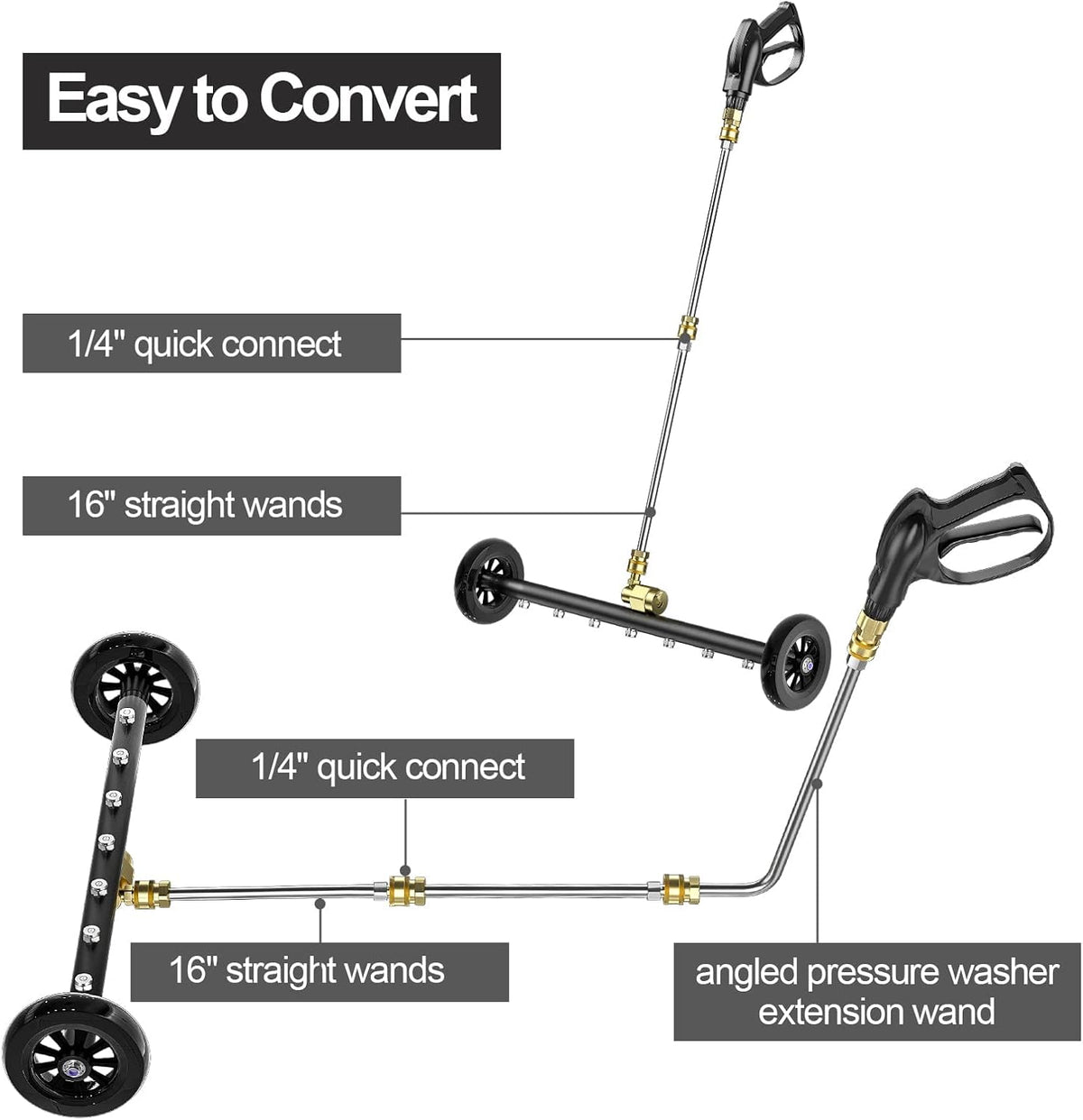 24 Inch Pressure Washer Water Broom with 3 Extension Wand B44175