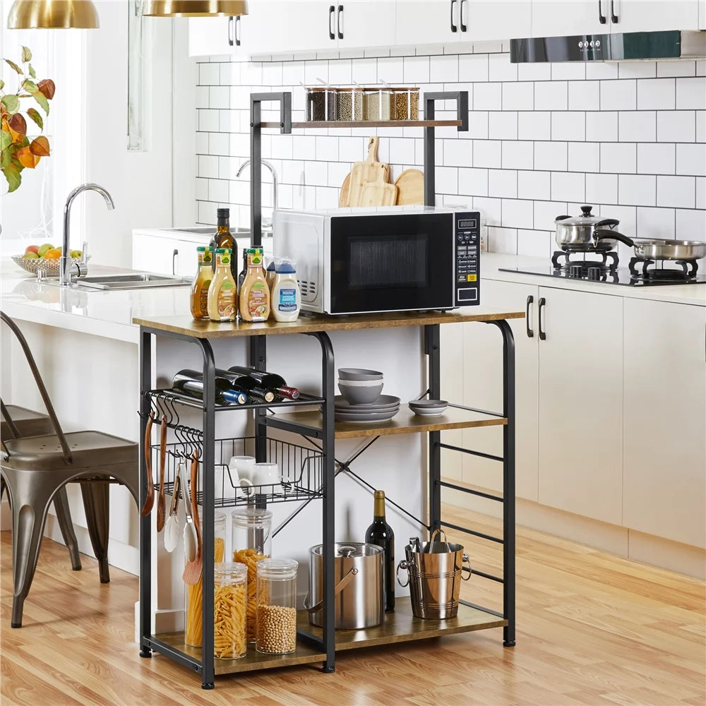 Rustic Brown Baker's Rack with 10 Hooks U516