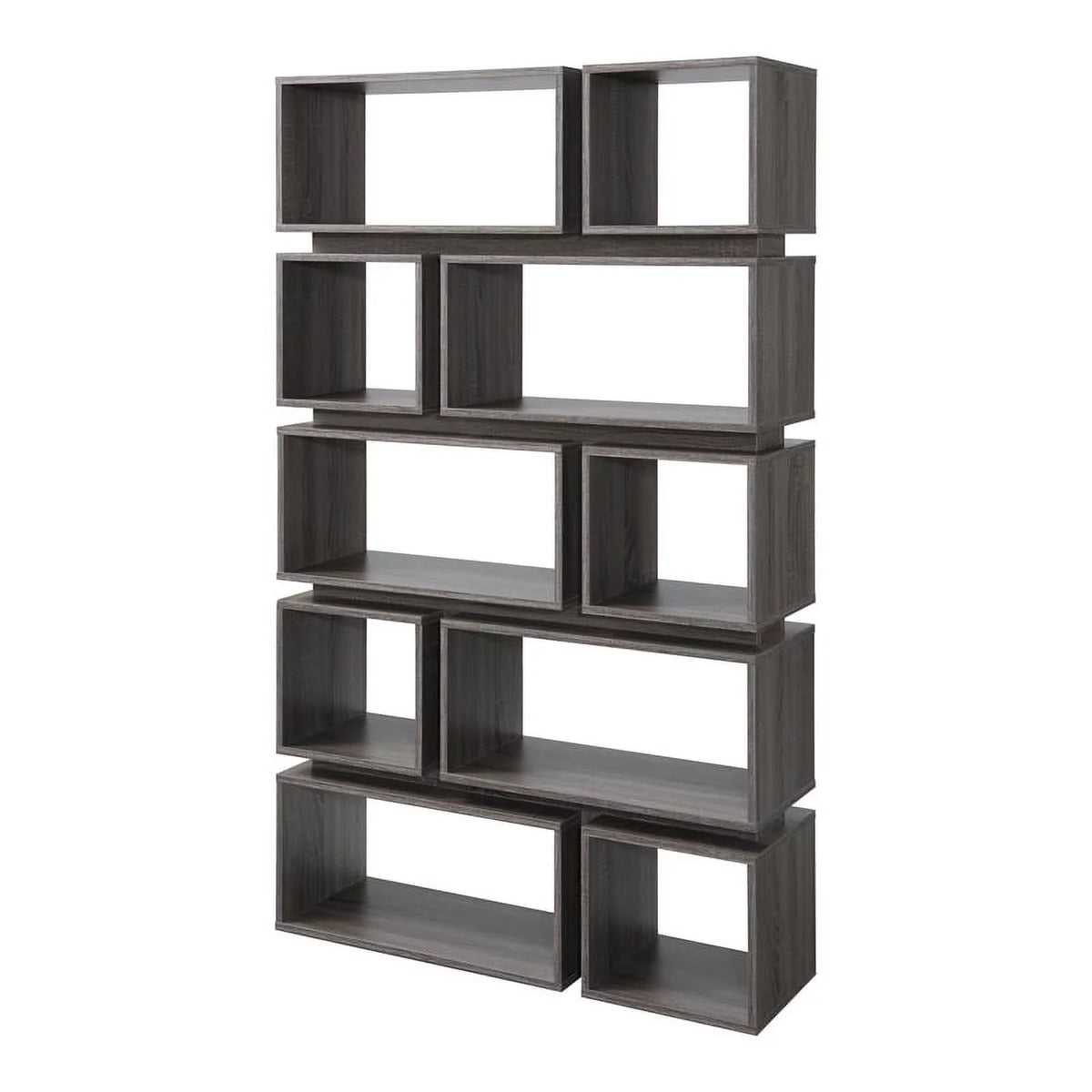 Distressed Gray Wood Geometric Bookcase Z616