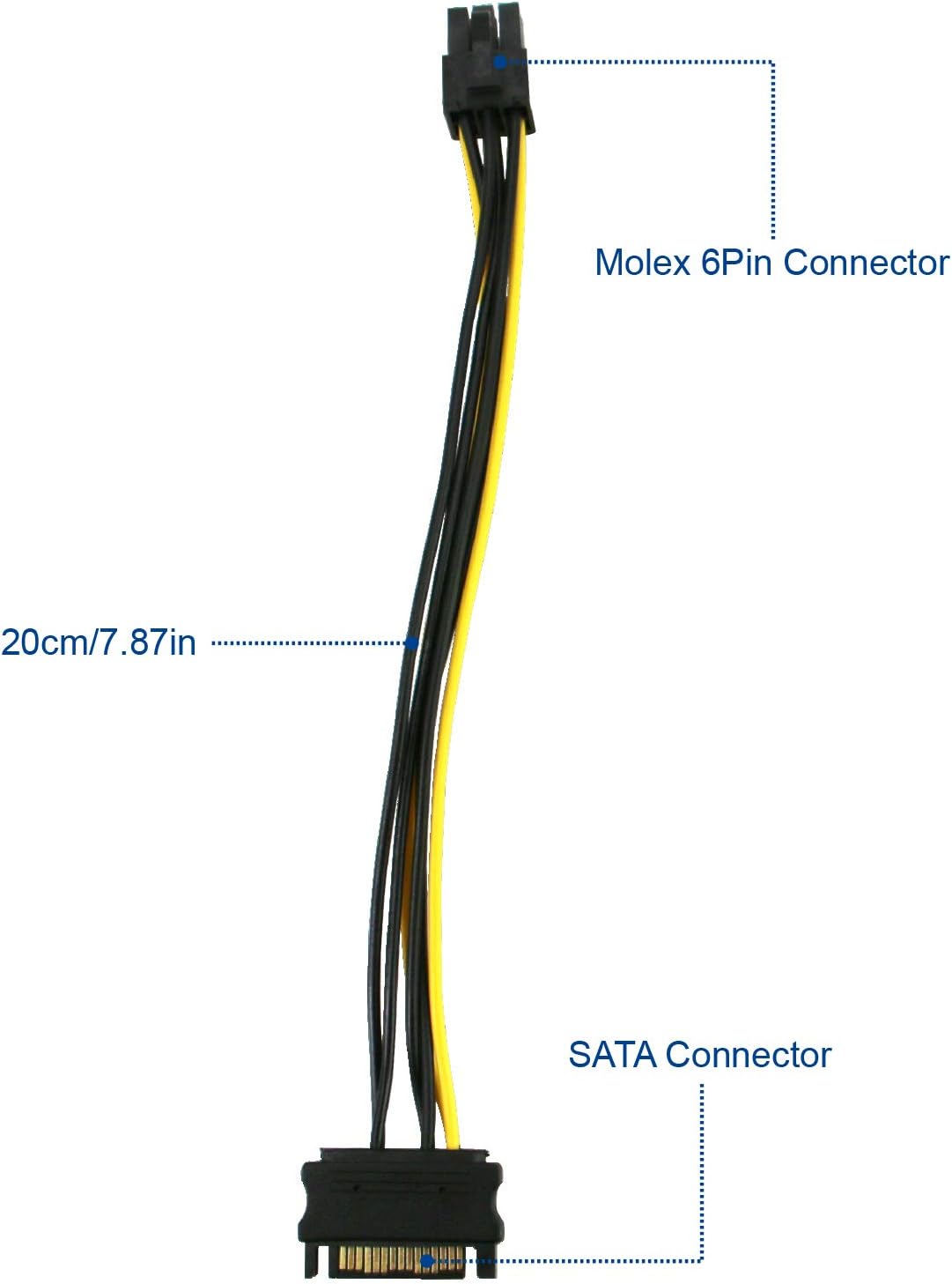 PCIE Riser Cable with 6Pin-SATA Power Cable and 23.6in Extension Cable, Pack of 2 U493758