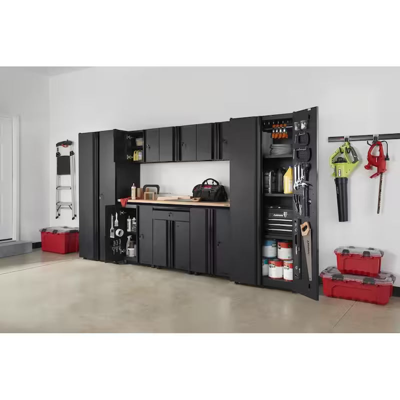 9 Piece Welded Steel Garage Storage System in Black M850