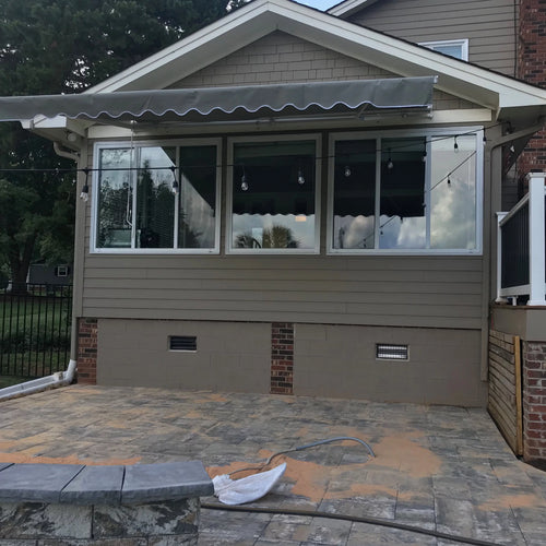13' x 10' Motorized Retractable Patio Awning Canopy, Gray Z332310