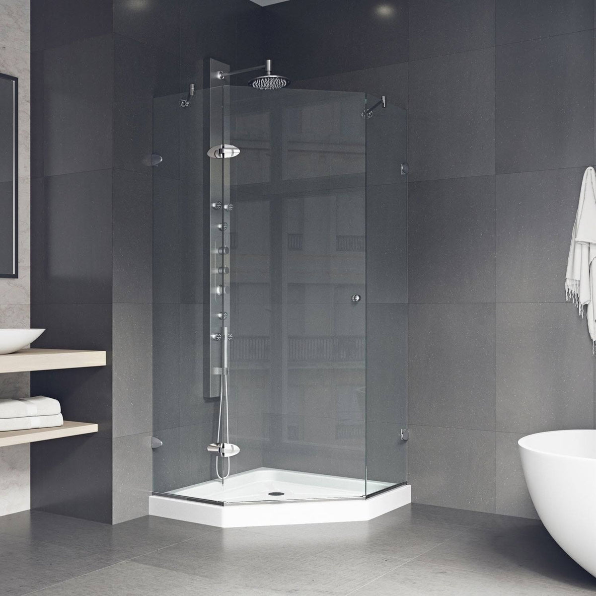 Frameless Neo-Angle Shower Enclosure with Low-Profile Base C7337