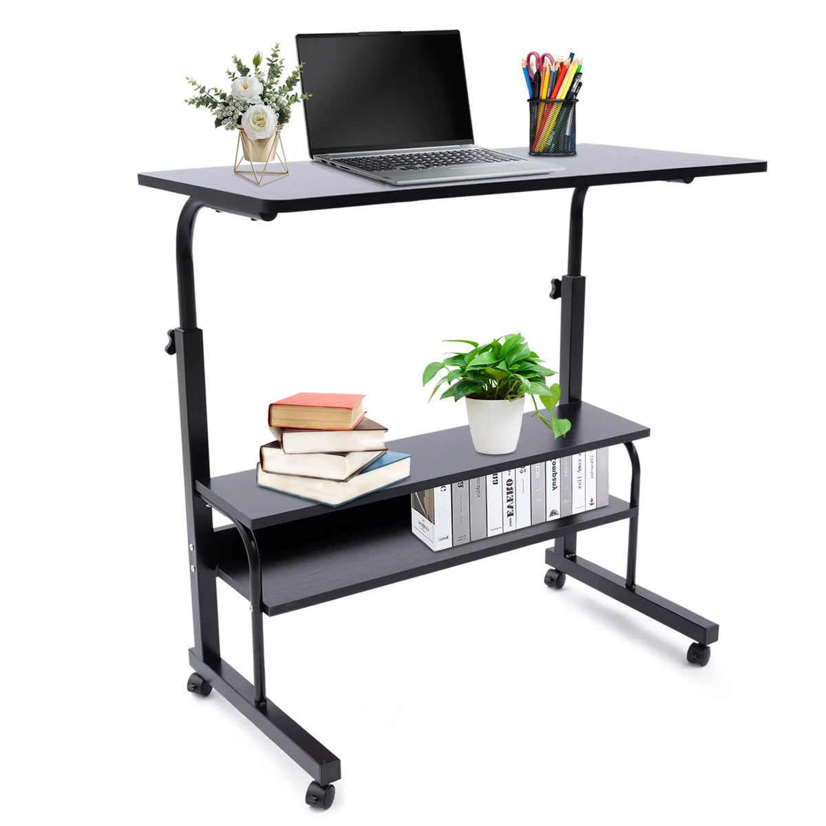 Height Adjustable Mobile Computer Desk with Wheels K97487
