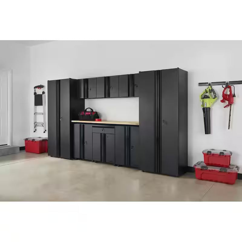 9 Piece Welded Steel Garage Storage System in Black M850