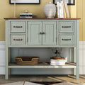 Green Wood Buffet Console Table with Drawers & Open Shelf U8295