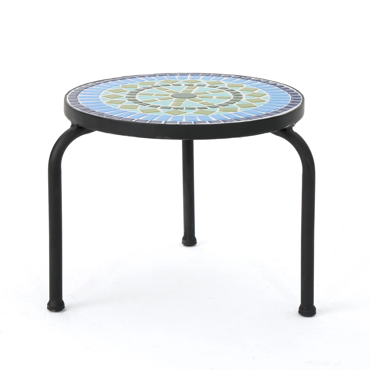 Outdoor Ceramic Tile Side Table with Iron Frame A46169