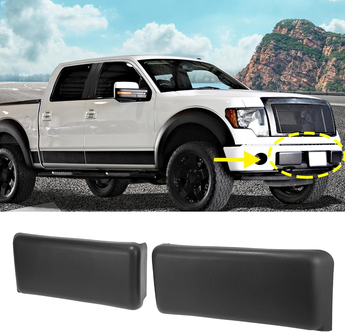 Black Plastic Car Front Bumper Guards Pack of 2 U4293
