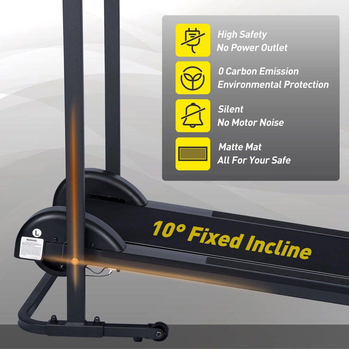 Manual Non Electric Treadmill with 10° Incline Foldable X1121