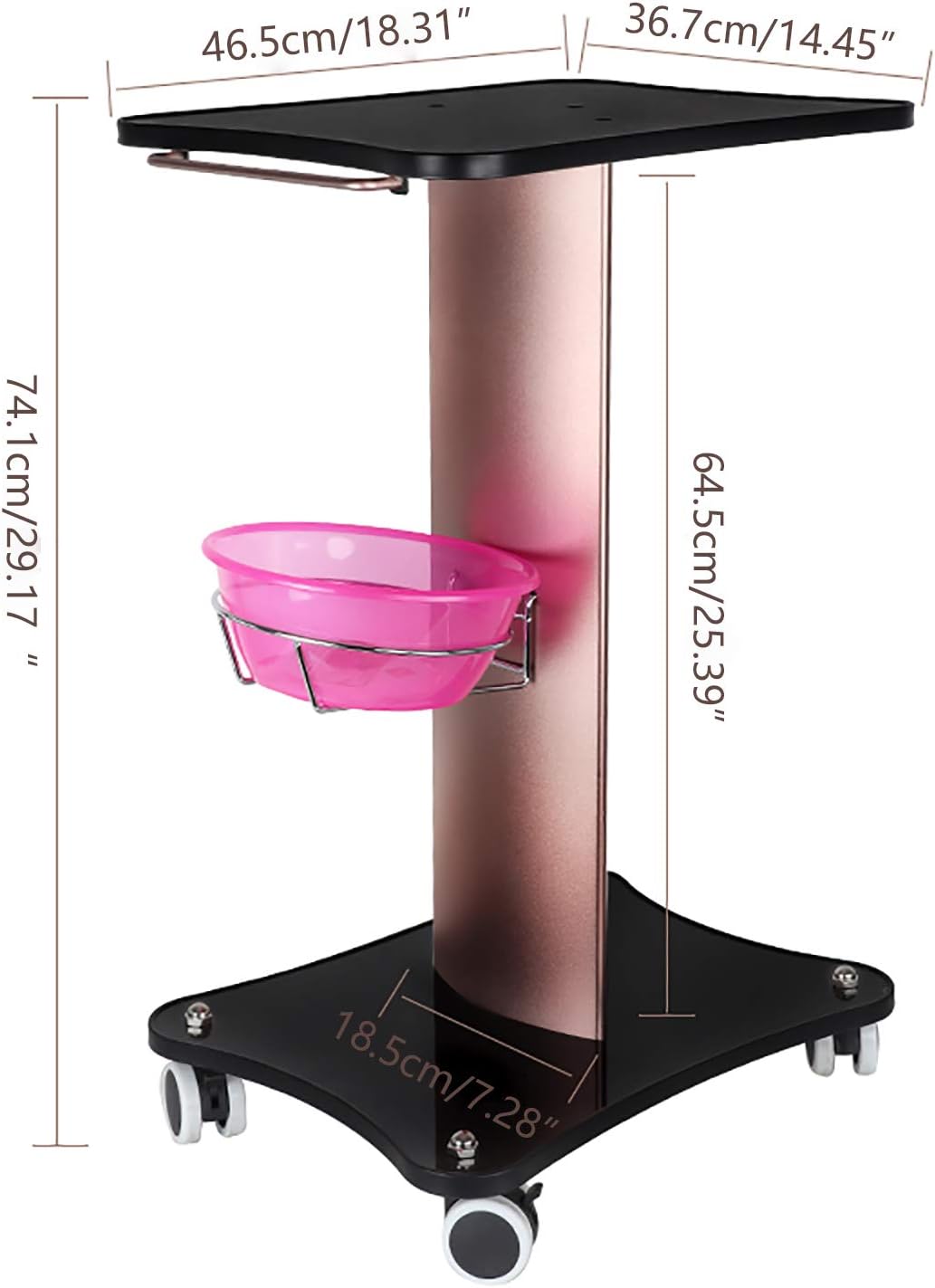 Black Aluminum Alloy Rolling Salon Cart with Stainless Steel Mesh Disk P68825