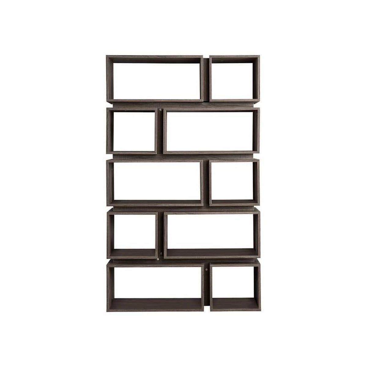 Distressed Gray Wood Geometric Bookcase Z616
