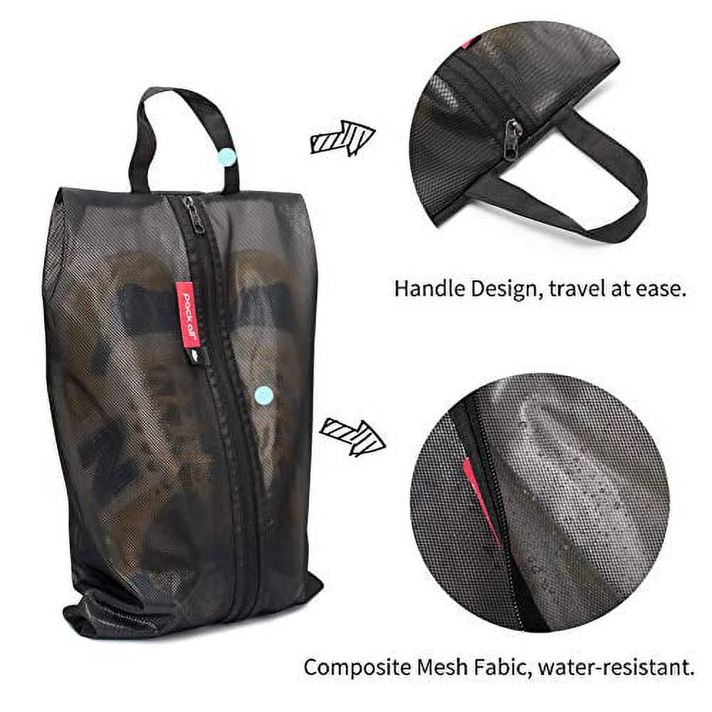Water Resistant Shoe Bags with Zipper 2 Pack Black P46249
