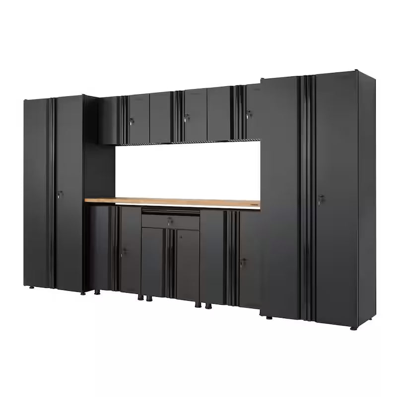 9 Piece Welded Steel Garage Storage System in Black M850