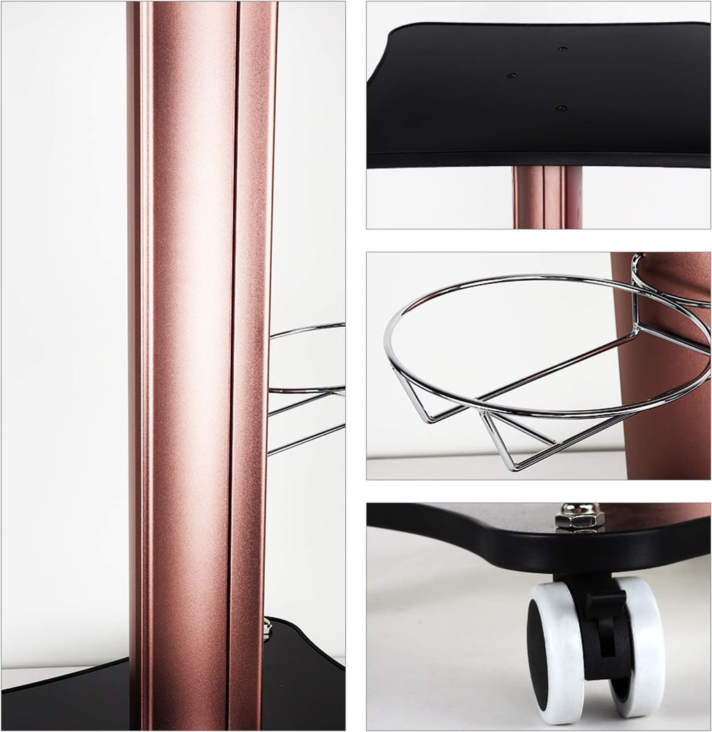 Black Aluminum Alloy Rolling Salon Cart with Stainless Steel Mesh Disk P68825