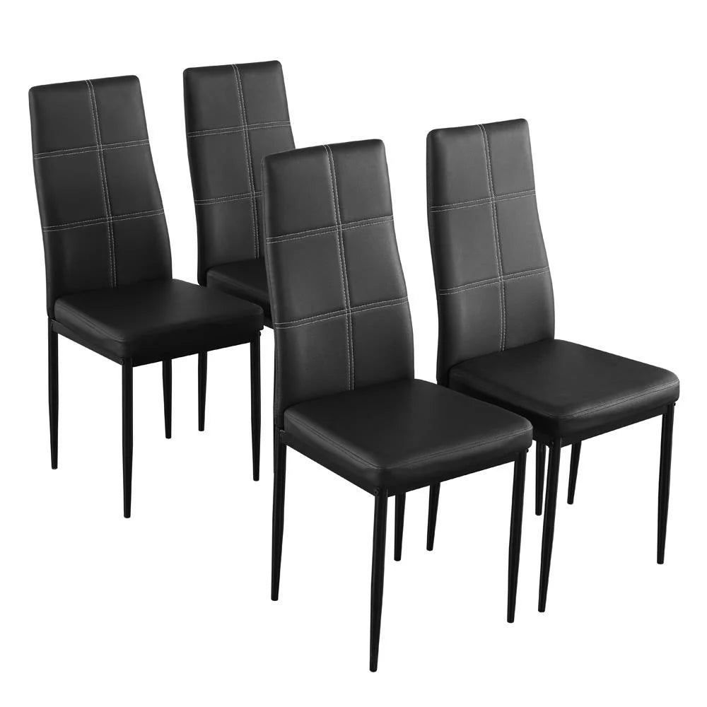 5 Piece Round Dining Table Set with Tempered Glass Top I340