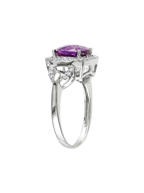 10K White Gold Alexandrite and Diamond Halo Ring X35256