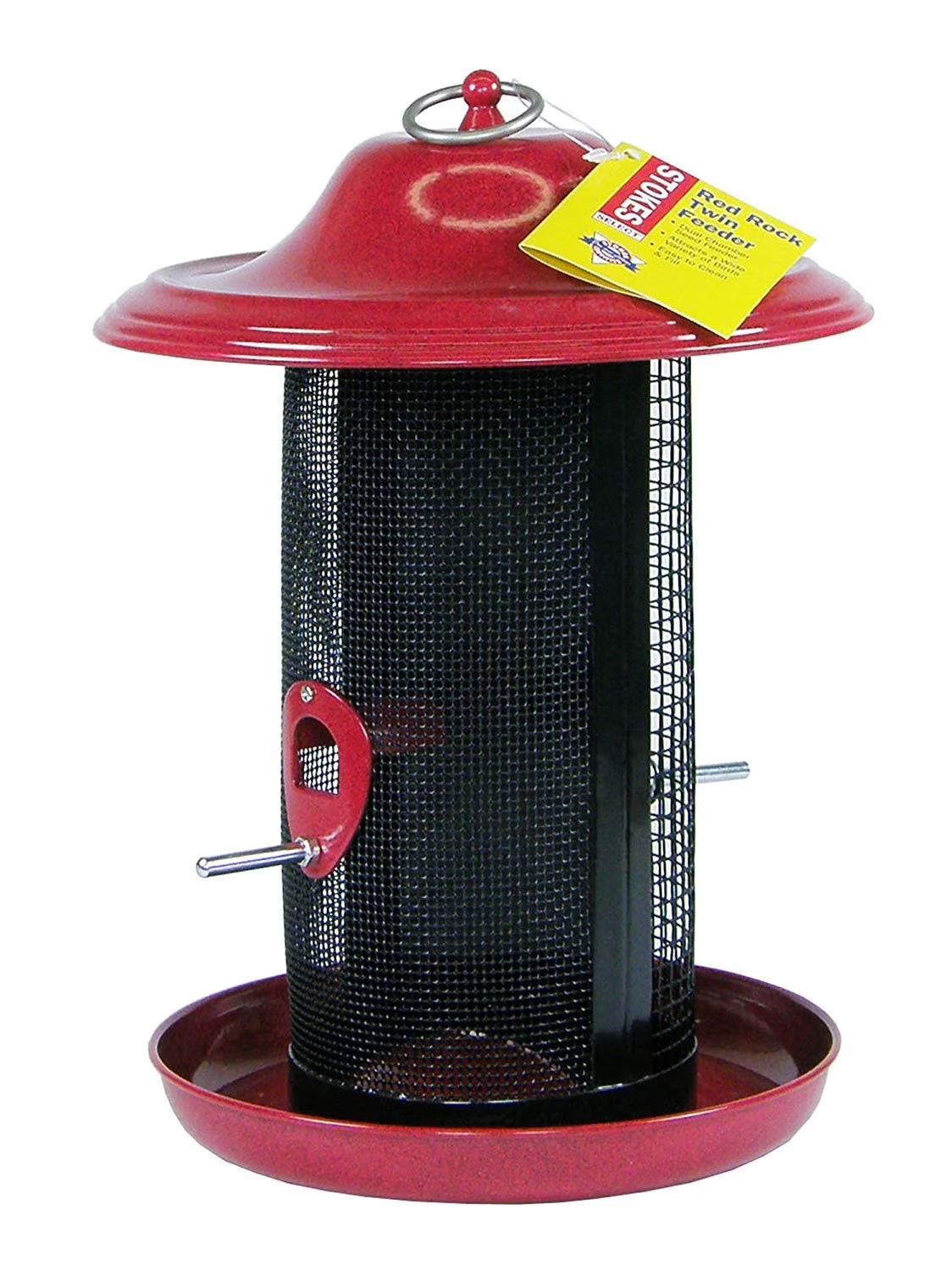 Red Twin Chamber Bird Feeder with Metal Roof Z98932