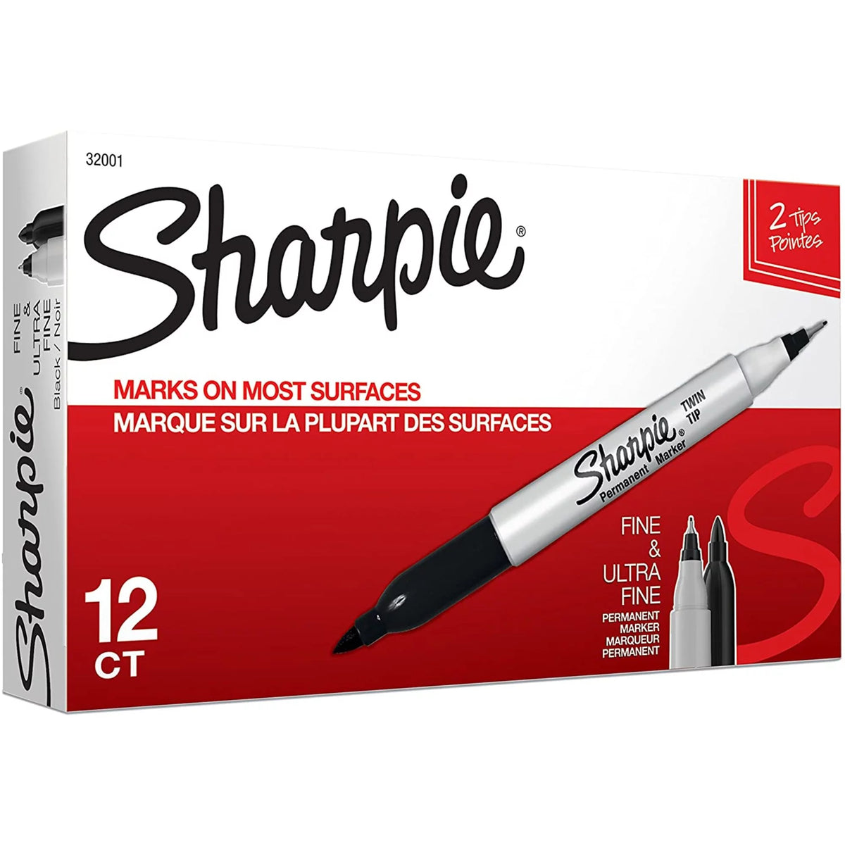 Black Twin Tip Permanent Markers 12 Count A590649