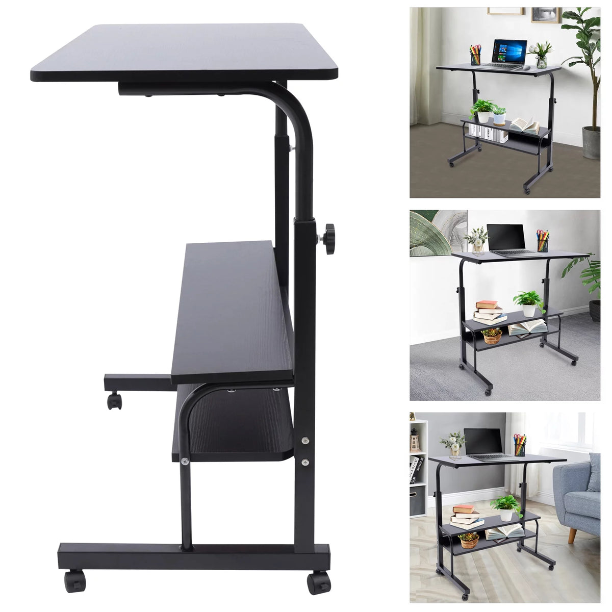 Height Adjustable Mobile Computer Desk with Wheels K97487