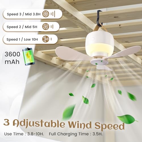 Portable Camping Ceiling Fan with LED Lantern E98345