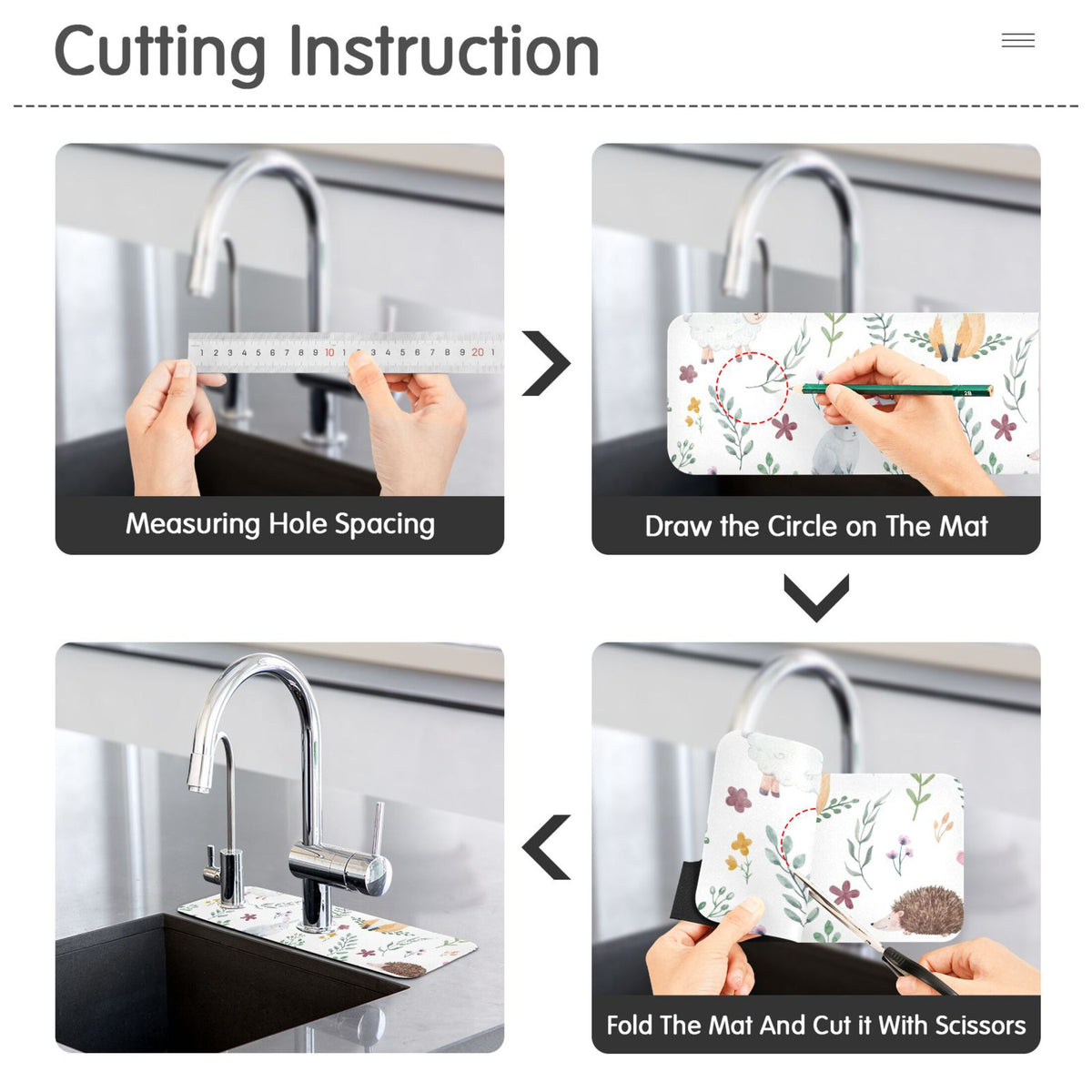 Sink Splash Guard Set with Drying Mat, 2 PCs, 30x5.4in G59121