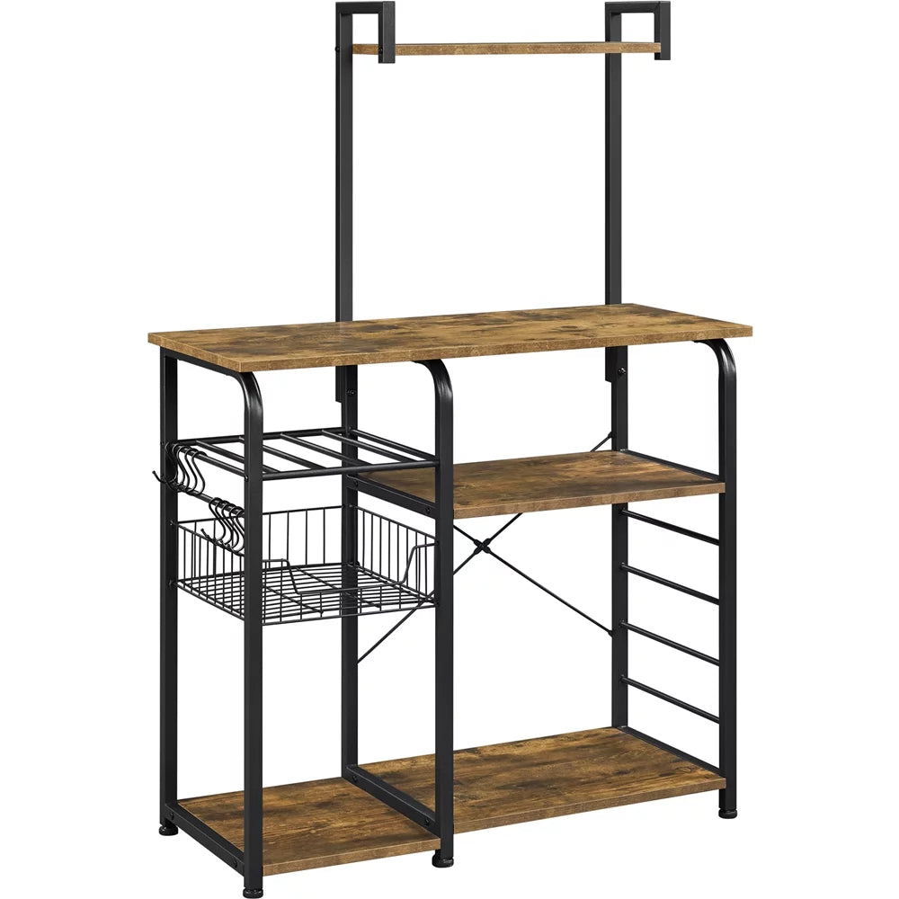 Rustic Brown Baker's Rack with 10 Hooks U516