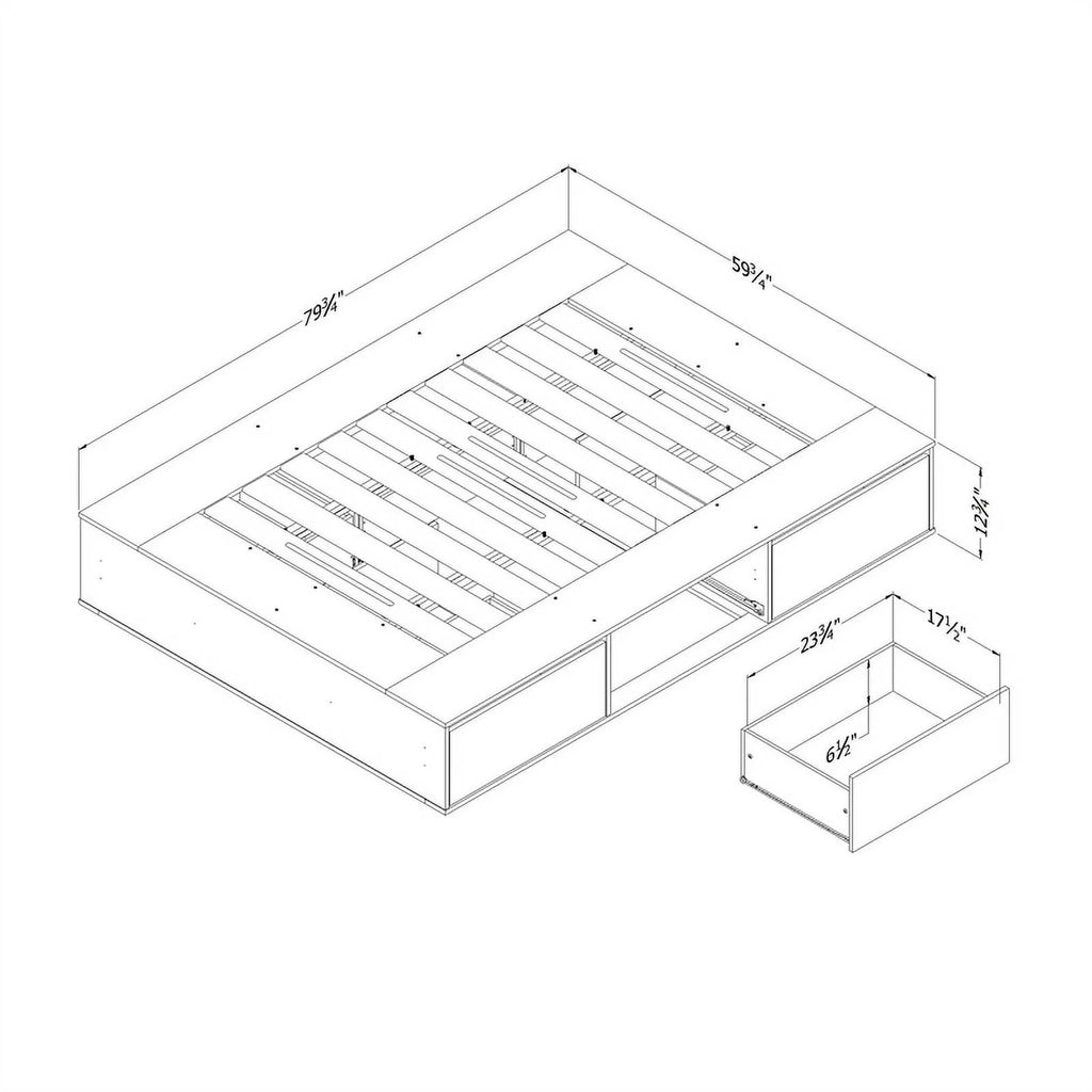 Black 6-Drawer Engineered Wood Platform Bed N8483