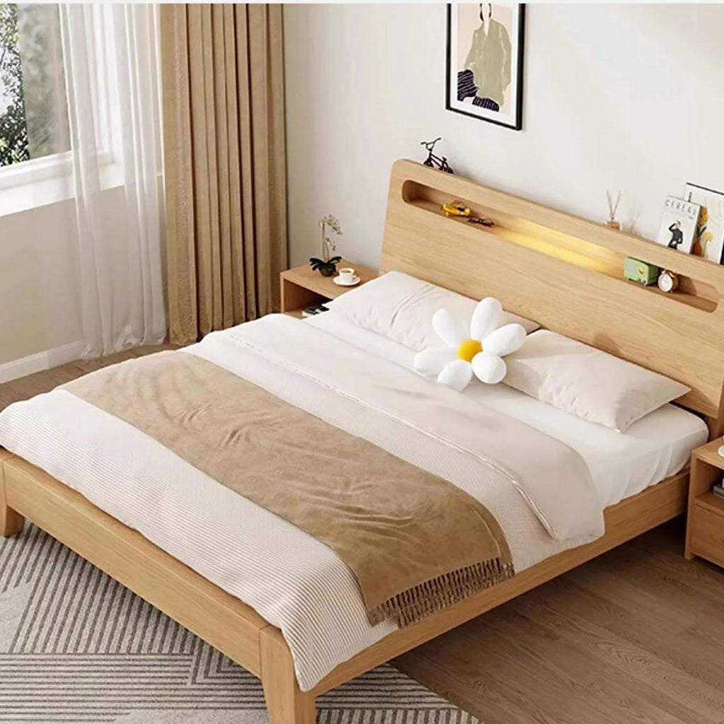 King Size Wooden Bed Frame with Storage B8758