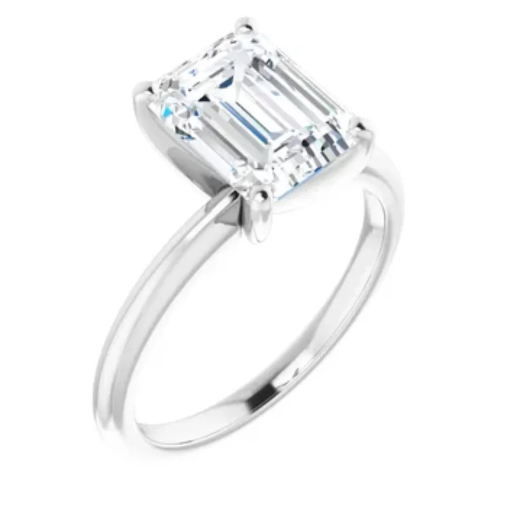 2.97Ct Platinum Lab Grown Emerald Cut Diamond Engagement Ring R74469