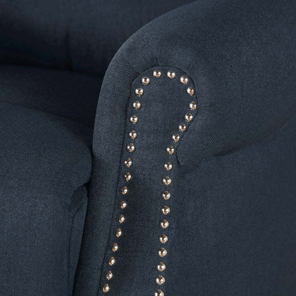 Navy Blue Tufted Fabric Power Recliner R767007