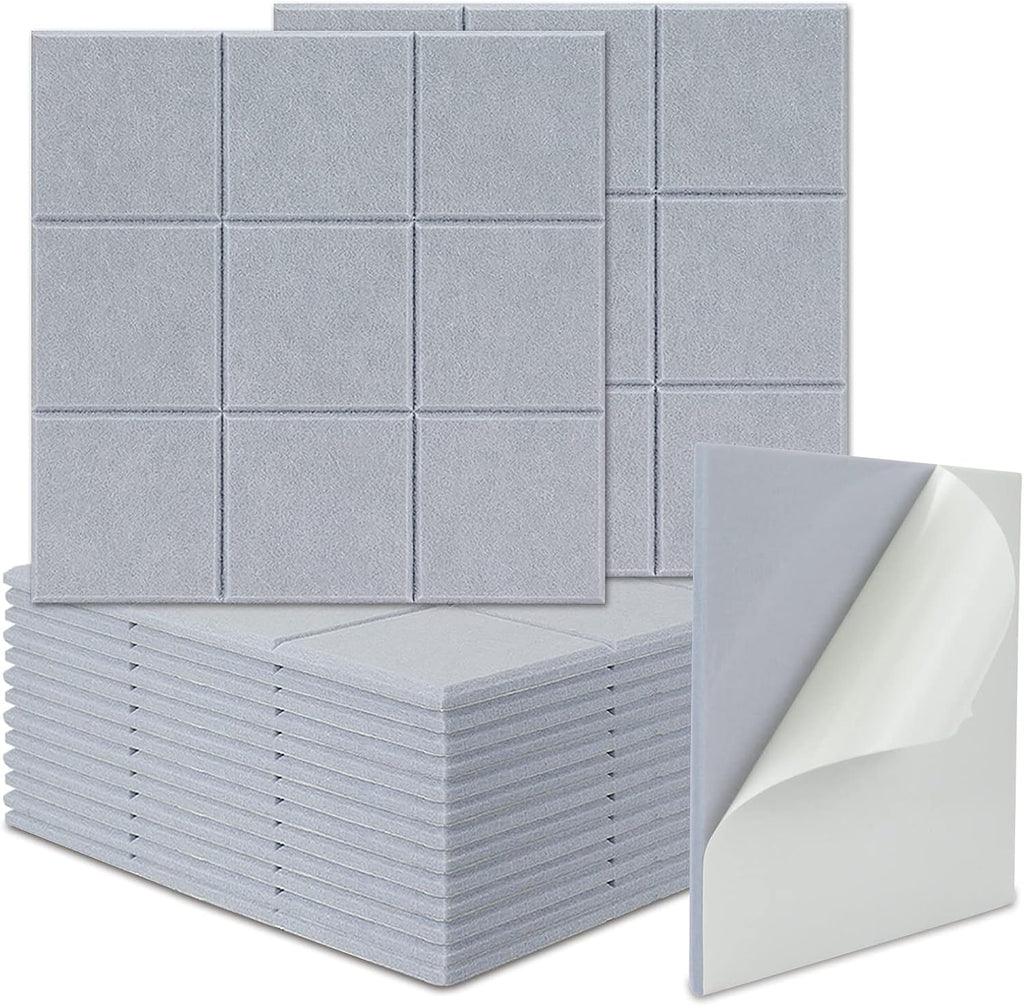 16 Pack Self-adhesive Acoustic Absorption Panels (Shallow Camel) I823420