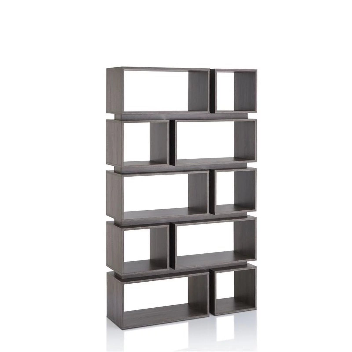 Distressed Gray Wood Geometric Bookcase Z616