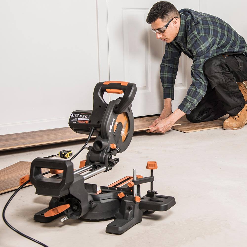 Single Bevel Sliding Miter Saw with 7-1/4 in. Multi-Material Cutting Blade U223664