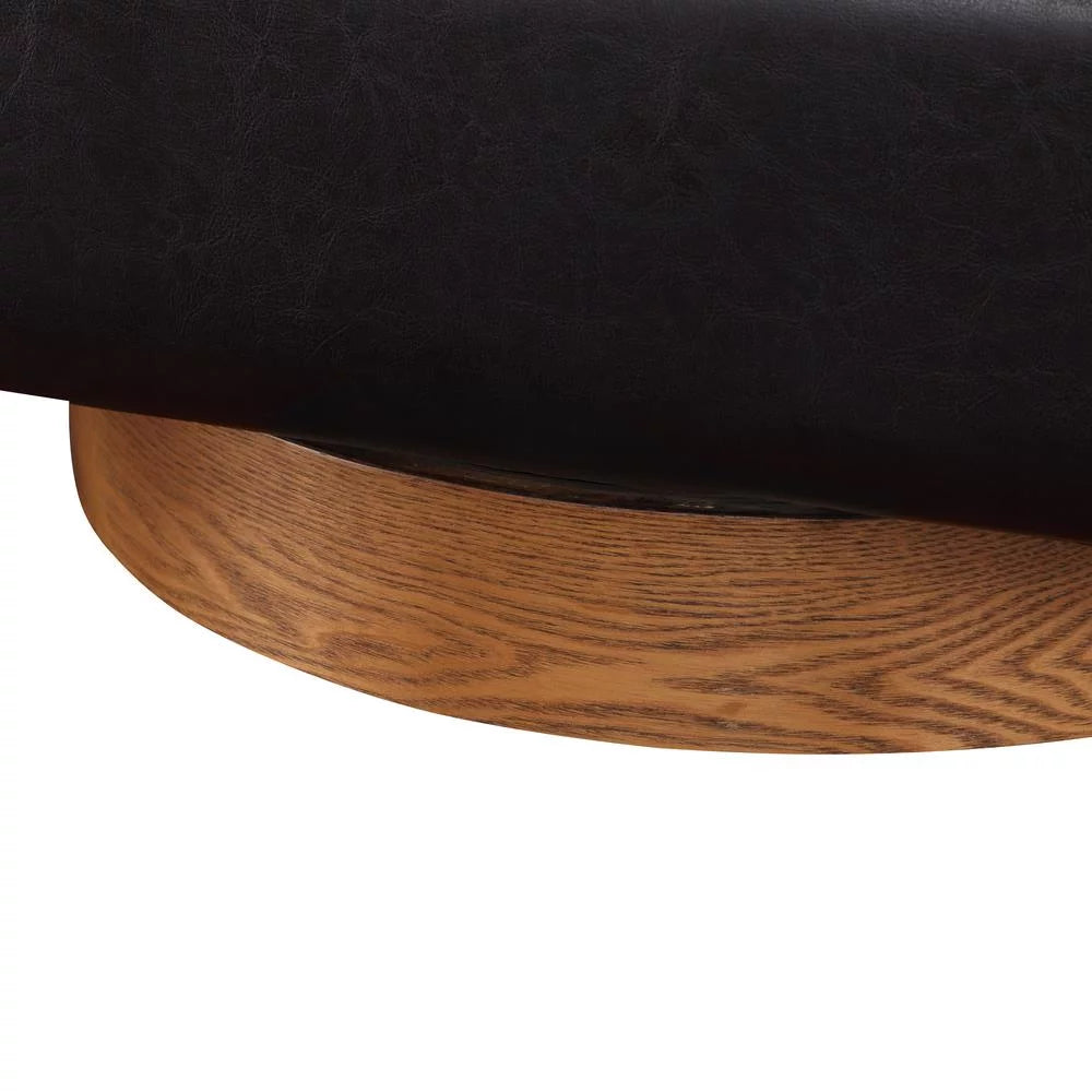 Brown Faux Leather Wood Base Swivel Chair S6866
