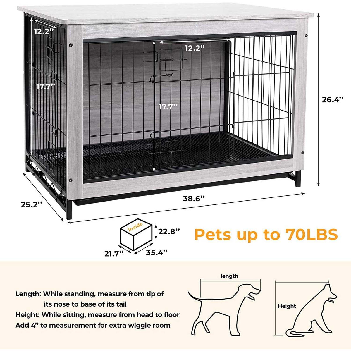 Wooden Dog Crate End Table S119