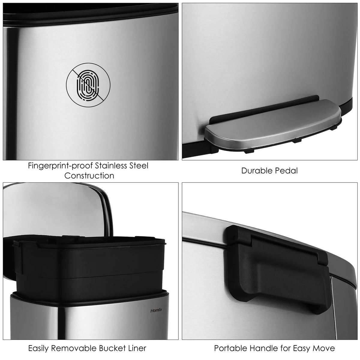 13 Gallon Fingerprint Proof Kitchen Trash Can F358