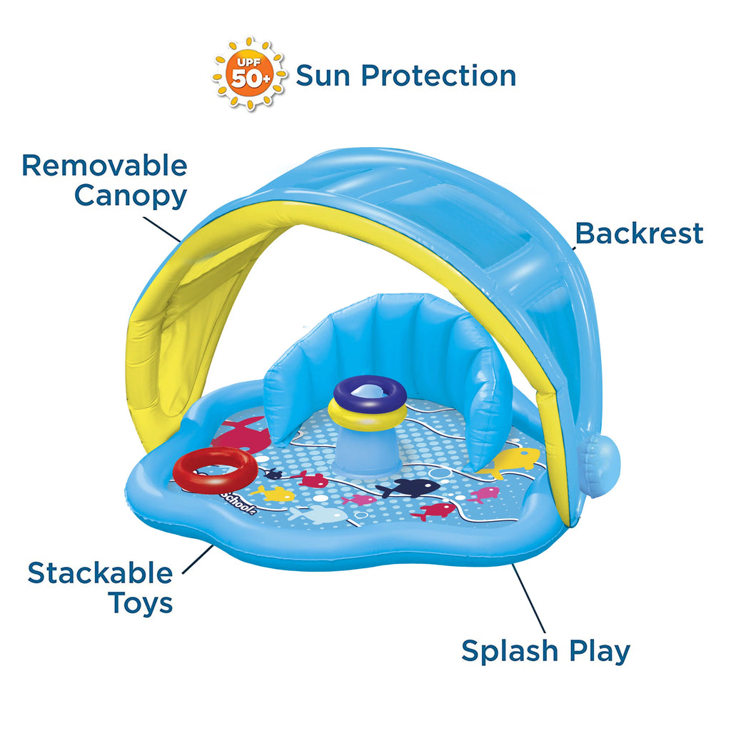 Baby Splash Mat with Inflatable Canopy, 3 Stackable Play Rings Y73663
