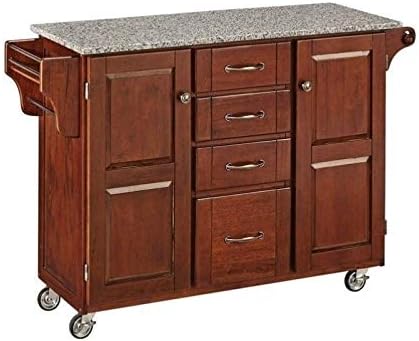 Granite Top Kitchen Cart in Cherry P58330