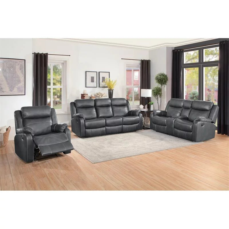 Dark Gray Double Reclining Sofa with Cup Holders K290