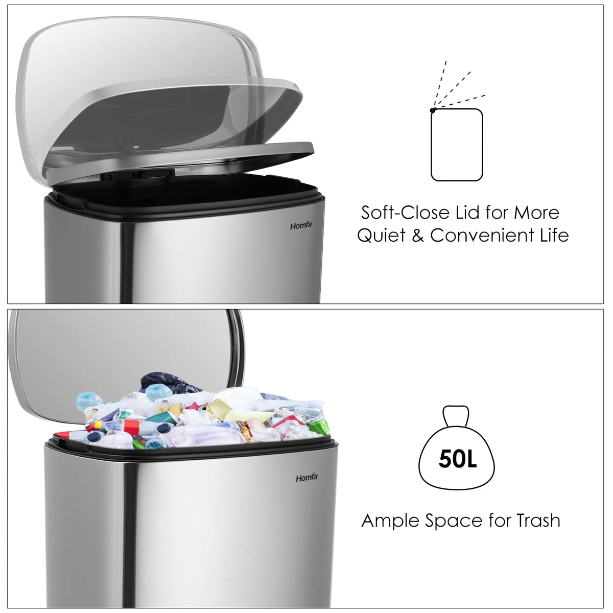 13 Gallon Fingerprint Proof Kitchen Trash Can F358